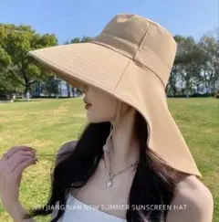 【大人気】ベージュ つば広 ハット 帽子 UVカット 日焼け防止
