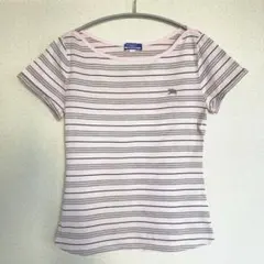 バーバリー ブルーレーベル 半袖Tシャツ ピンク ストライプ サイズ38