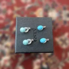 お得　貴重GSTV ターコイズ&ラリマール　フェザータッチイヤリング2点セット