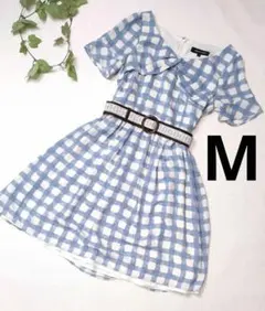 美品　QUEENSCOURTクイーンズコート　ひざ丈ワンピースチェックベルト　M