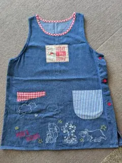 デニムエプロン くまのプーさん刺繍付き
