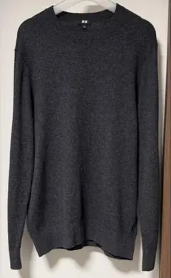 ユニクロ カシミヤ100% クルーネックニット チャコールグレー L