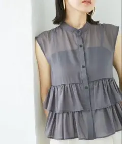 【洗える】シアーフリルブラウス VIS ビス トップス