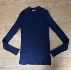 BEAUTY&YOUTH ダークネイビー リブ編みセーター