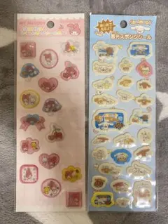 【当時もの】マイメロディ・シナモロール光沢シール2枚