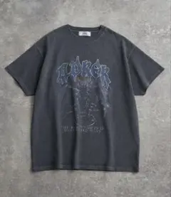 ADRER ヘビーウェイトグラフィックTシャツ チャコールグレー プリント