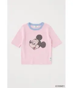 moussy CROSS STITCH ニット Tシャツ MICKEY ピンクのサムネイル
