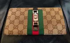 GUCCI グッチ シェリーライン GGキャンバス 長財布 イタリア製
