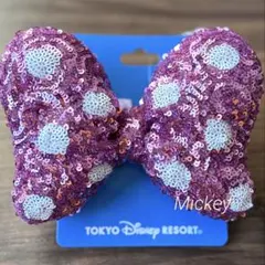【新品】ディズニー　ヘアゴム ミニー リボン スパンコール ピンク