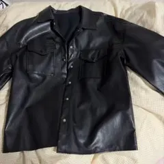 レディース ブラック レザー シャツジャケット