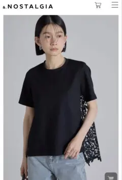 &.NOSTALGIA バックレース切替カットソー ブラック　Mのサムネイル