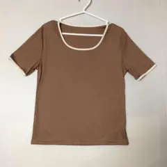 Diosfront 半袖リブTシャツ ブラウン Lサイズのサムネイル