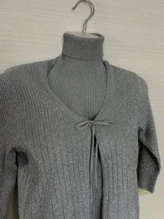 【美品】トラサルディ ラメグレー アンサンブル リブ編み 40