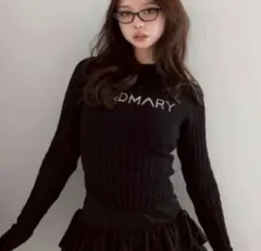 andmary Mary logo knit tops ブラック ANDMARY】Mary logo knit tops