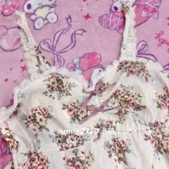 リズリサ系♡コットン花柄ワンピース♡リボンウィッシュコア森ガール姫カジ♡のサムネイル