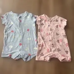 ロンパース2枚セット 水色・ピンク 70