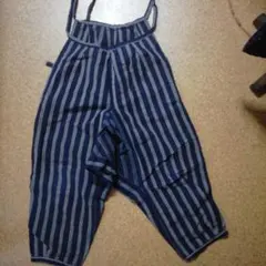 昔の野良着　木綿　藍の縞　かるさん　レトロなワークパンツ