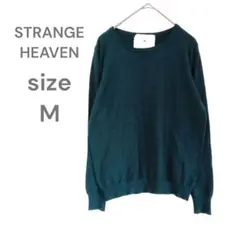 STRANGE HEAVEN　長袖ニット　グリーン　M　Uネック　綺麗　レーヨン