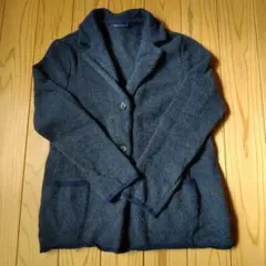 non no パパス ニットジャケット ニットカーディガン 紺×グレー 38 M