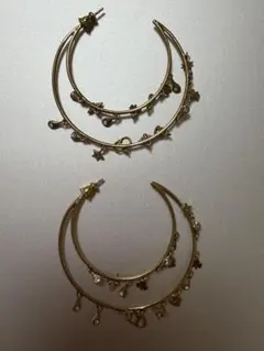ディオール Dior ゴールドフープピアス 星花チャーム付き
