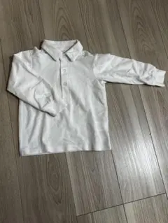ホワイト 長袖ポロシャツ 100