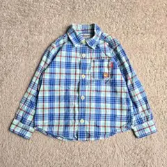 HOT BISCUITS キッズ 長袖シャツ チェック柄 青 100cm 通園