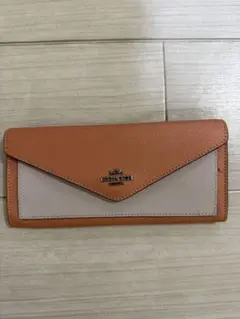 COACH 長財布 オレンジ/ベージュ