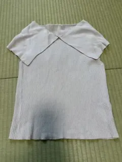 襟付きニット生地タンクトップM ベージュ