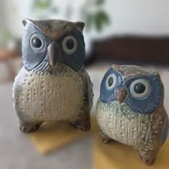 LIADROフクロウ 陶器製 置物 2体セット - メルカリ