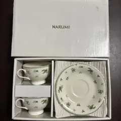 NARUMI カップ＆ソーサーセット ケーキ皿 2客 ナルミ 葡萄柄 グリーン