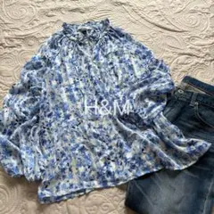 H&M 花柄フリルネックブラウス