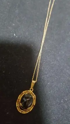 ヴィンテージ　ゴールド　12K　GF オーバルペンダントネックレス