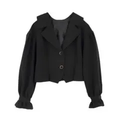 【POETIQUE】レースアップボリューム袖ジャケット　ブラック