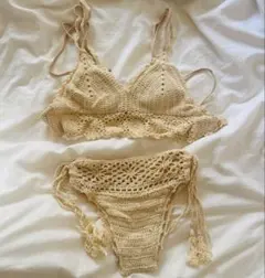 titivate SEADRESS かぎ編みセパレート水着ビキニ アイボリー S