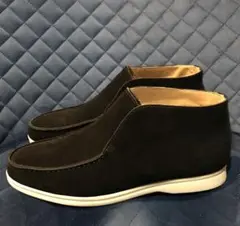 ローファー 黒スエードモカシン 靴24.5 毛皮のモカシン