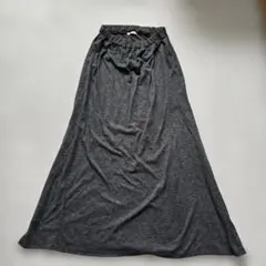 ダークグレー ロングスカート ローズバッド