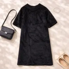 ザラ フェイクファーニットワンピース ブラック モコモコ 秋冬 半袖 キッズ