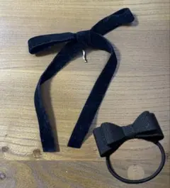 黒リボン ヘアゴム