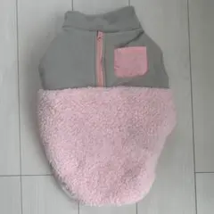 犬服 フリース グレーとピンク