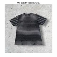 90s ポロ ラルフローレン 刺繍ロゴ 配色 ボーダー 半袖 Tシャツ M