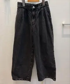 【GU】GIRLSタックワイドパンツJR