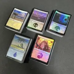 0489【MTG】基本土地 新枠 フォイル 日本語 250枚まとめ foil
