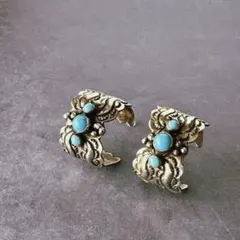 ヴィンテージ ナバホ ターコイズ スターリングシルバー ピアス【J657 