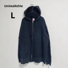 ユナイテッドアスレ　フード付きジップアップパーカー ブラック L ゴールドスター