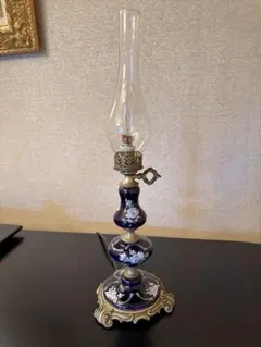 アンティーク 陶器製 テーブルランプ ネイビー 花柄 - メルカリ