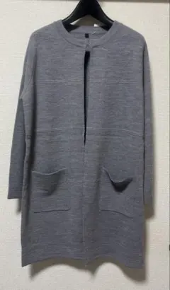 ノーカラーカーディガンL