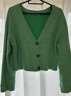 ZARA グリーン 長袖カーディガン