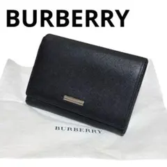 バーバリー　折り財布　ブラック　フラップ　ノバチェック　L字ファスナー　保護袋