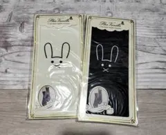ウサギ柄クルーソックス 白・黒 2足セット