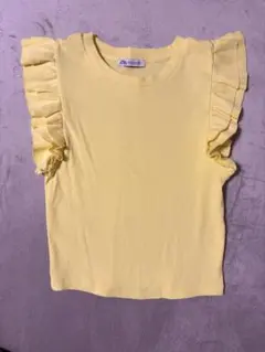 値下げしました！ ZARA フリルノースリーブTシャツ イエロー